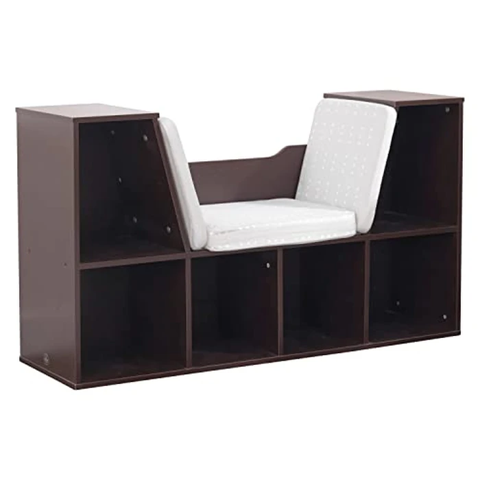 KidKraft Wooden Bookcase with Reading Nook, Six Shelves and Gray Cushion - Espresso, Gift for Ages 3-8 46.46 inches x 15.16 inches x 5.04 inches by KidKraft - Used - Like New condition - CA$92.79