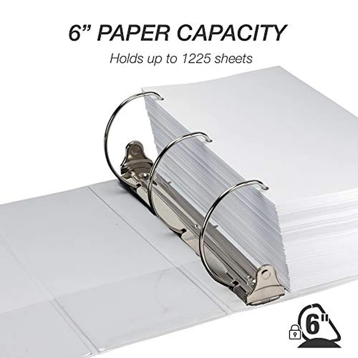 Samsill Durable 6 inch 3 Ring Binder, Made in USA, Locking D Ring FSC 100% Recycled Chipboard, White, 2 Pack by Samsill - Image 3
