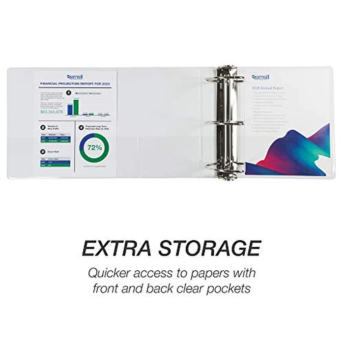 Samsill Durable 6 inch 3 Ring Binder, Made in USA, Locking D Ring FSC 100% Recycled Chipboard, White, 2 Pack by Samsill - Image 5