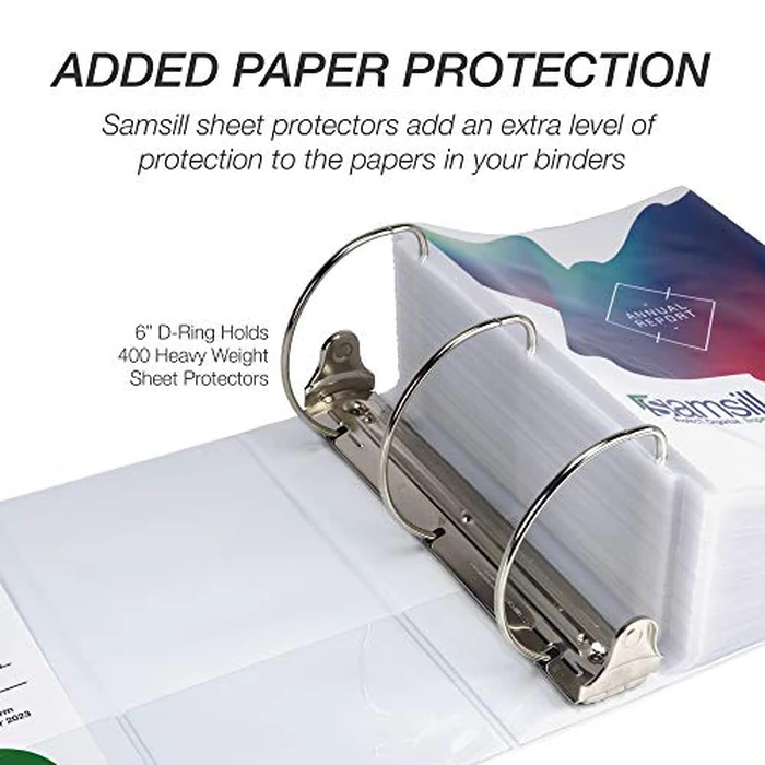 Samsill Durable 6 inch 3 Ring Binder, Made in USA, Locking D Ring FSC 100% Recycled Chipboard, White, 2 Pack by Samsill - Image 6