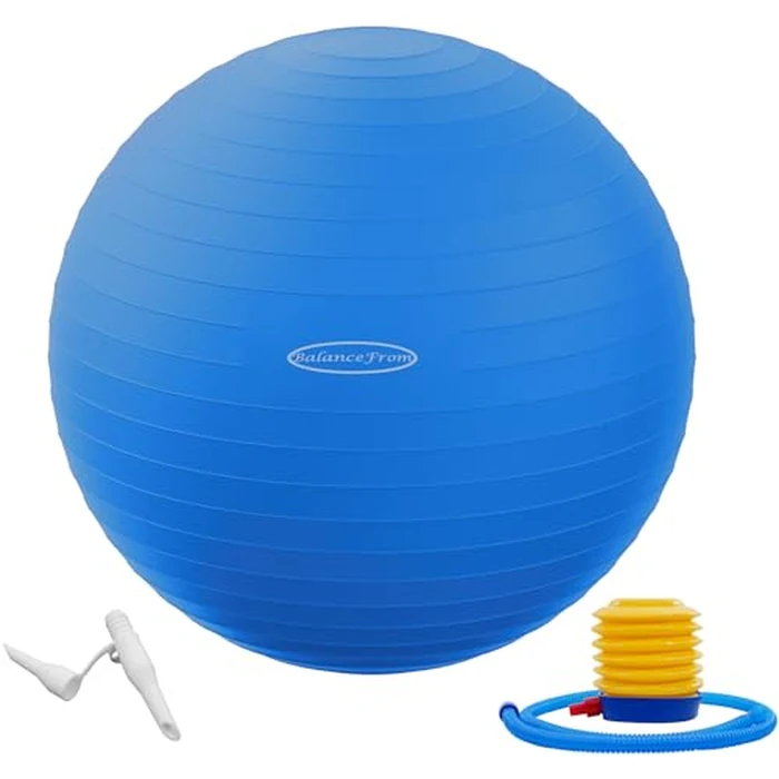 Fitvids Anti-Burst and Slip Resistant Exercise Ball Yoga Ball Fitness Ball Birthing Ball with Quick Pump, 2,000-Pound Capacity, Blue, 26-inch, L by Fitvids - Used - Very Good condition - US$13.29