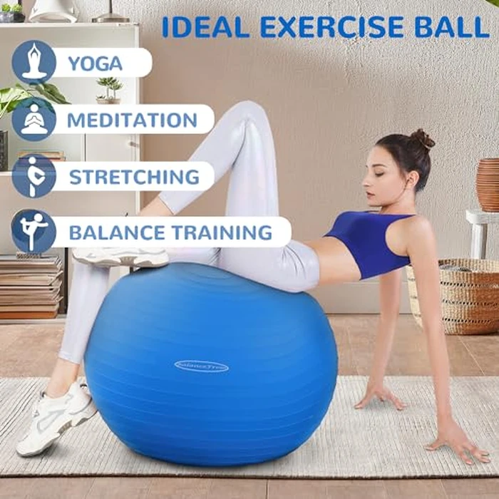Fitvids Anti-Burst and Slip Resistant Exercise Ball Yoga Ball Fitness Ball Birthing Ball with Quick Pump, 2,000-Pound Capacity, Blue, 26-inch, L by Fitvids - Image 5
