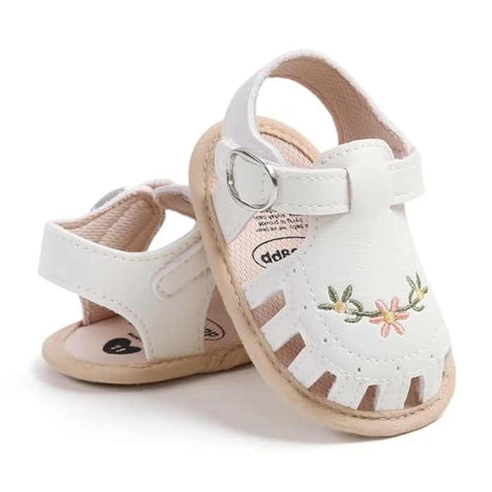 Myleleya Baby Girls Sandals Summer Baby Girl Flat Shoes Soft Sole Closed Toe Beach Sandal Infant Newborn Crib Shoes First Walkers Prewalkers Shoes by Myleleya - Image 1