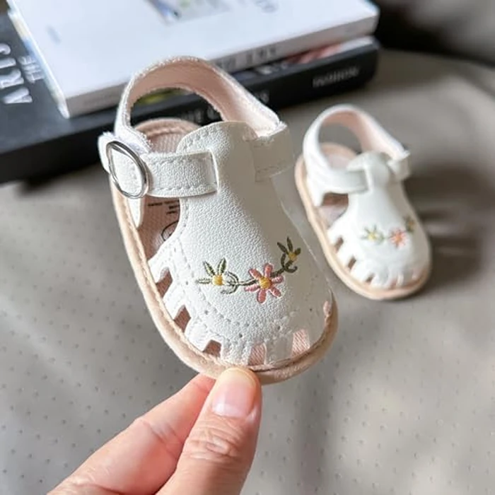 Myleleya Baby Girls Sandals Summer Baby Girl Flat Shoes Soft Sole Closed Toe Beach Sandal Infant Newborn Crib Shoes First Walkers Prewalkers Shoes by Myleleya - Image 2