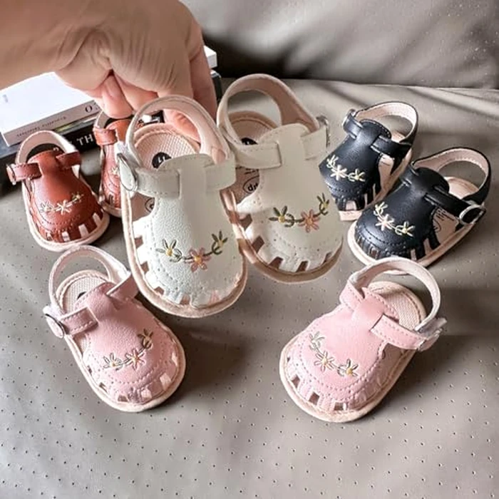 Myleleya Baby Girls Sandals Summer Baby Girl Flat Shoes Soft Sole Closed Toe Beach Sandal Infant Newborn Crib Shoes First Walkers Prewalkers Shoes by Myleleya - Image 3