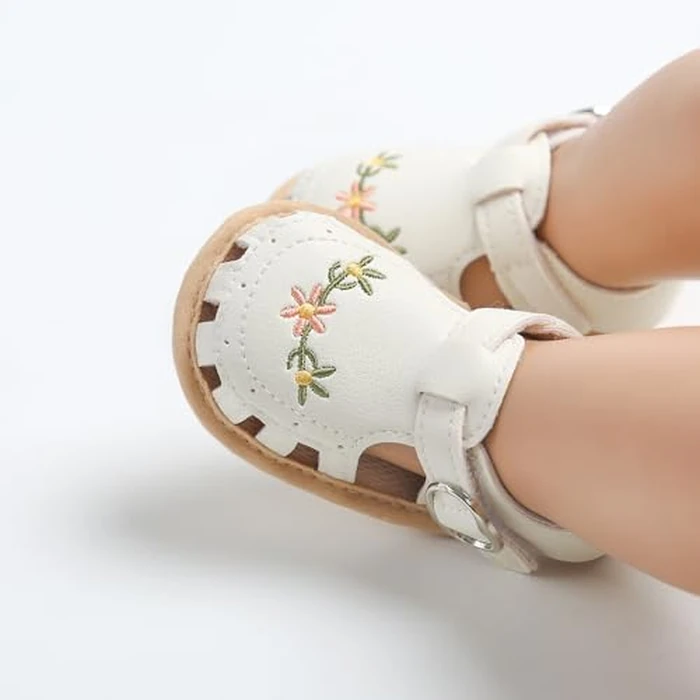 Myleleya Baby Girls Sandals Summer Baby Girl Flat Shoes Soft Sole Closed Toe Beach Sandal Infant Newborn Crib Shoes First Walkers Prewalkers Shoes by Myleleya - Image 4