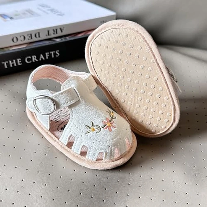 Myleleya Baby Girls Sandals Summer Baby Girl Flat Shoes Soft Sole Closed Toe Beach Sandal Infant Newborn Crib Shoes First Walkers Prewalkers Shoes by Myleleya - Image 5