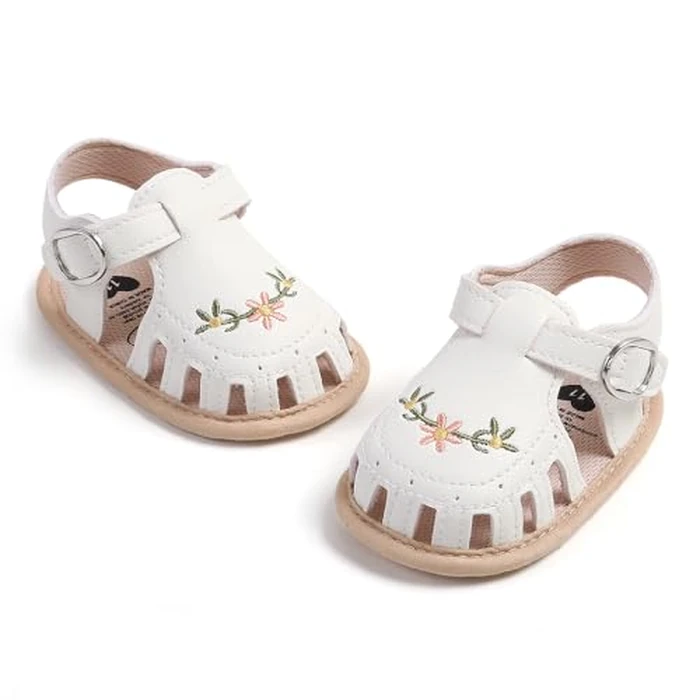 Myleleya Baby Girls Sandals Summer Baby Girl Flat Shoes Soft Sole Closed Toe Beach Sandal Infant Newborn Crib Shoes First Walkers Prewalkers Shoes by Myleleya - Image 6