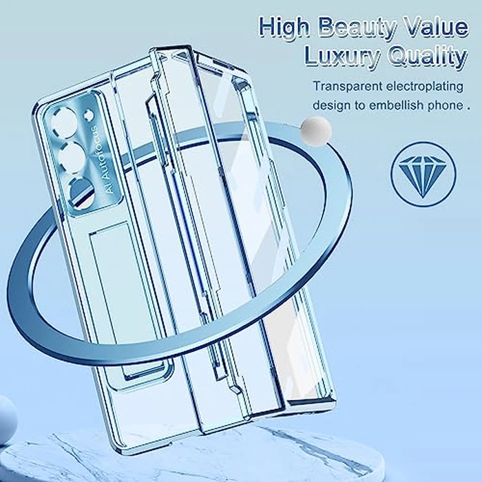 Ninki Compatible for Samsung Galaxy Z Fold 3 Case with S Pen Holder & S Pen, Screen Protector Hinge Case for Samsung Z Fold 3, Blue by NINKI - Image 5