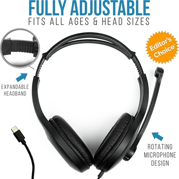 Barks USB-C Classroom Headphones with Microphone (12 Pack) - Durable On-Ear Bulk Headphones for Students K-12 Schools (USB Type-C Plug Compatible with Newer Chromebooks, iPads, Tablets & Most Laptops) by Barks - Image 4