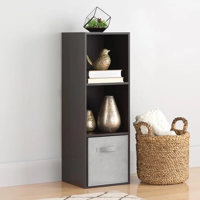 Whitmor 3 Cube Bookcase, 3 Tier Stackable MDF Bookself, Open Storage Display Organizer, Storage Cabinet for Living Room, Bedroom, Home, Office, 12.2" L x 11.7" W x 35.6" H, Espresso by Whitmor - Used - Very Good condition - US$35.44