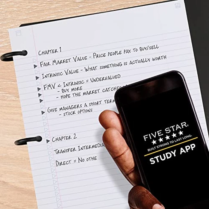 Five Star Flex Refillable Notebook + Study App, College Ruled Paper and 1-1/2 Inch TechLock Ring Binder with Pockets, Tabs and Dividers, 300 Sheet Capacity, White (29324AE2) by Five Star - Image 2