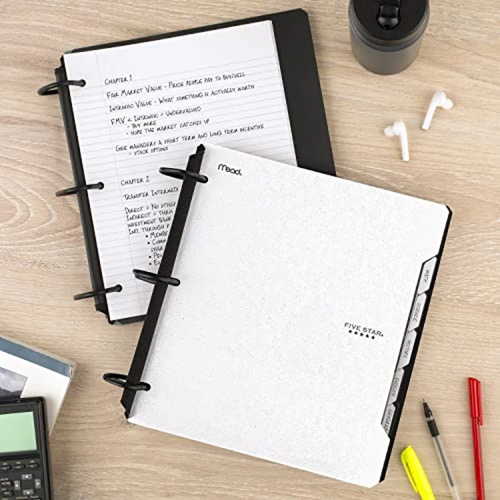 Five Star Flex Refillable Notebook + Study App, College Ruled Paper and 1-1/2 Inch TechLock Ring Binder with Pockets, Tabs and Dividers, 300 Sheet Capacity, White (29324AE2) by Five Star - Image 6