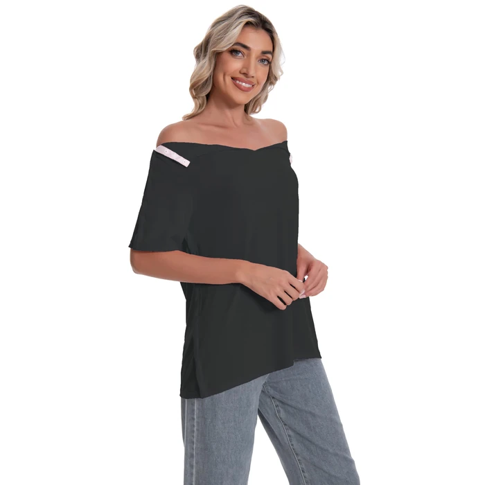 Women Short Sleeve Post Shoulder Surgery Broken Arm Shirts V Neck Rotator Cuff Collarbone Heart Breast Mastectomy Recovery Must Haves Clothing Tear Away Adaptive Snap On Shirts by Meuponc - Image 5