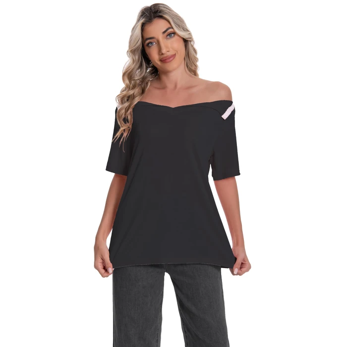 Women Short Sleeve Post Shoulder Surgery Broken Arm Shirts V Neck Rotator Cuff Collarbone Heart Breast Mastectomy Recovery Must Haves Clothing Tear Away Adaptive Snap On Shirts by Meuponc - Image 6