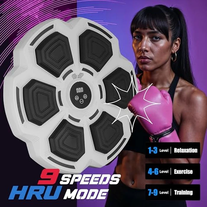 PHYLOKS(TM) Music Boxing Machine with Gloves, 9 Speeds & 9 Modes, Bring The Boxing Arena Home with Smart Reflex Lights, Music Punching Trainer for Home Fitness & Fun by PHYLOKS - Image 4