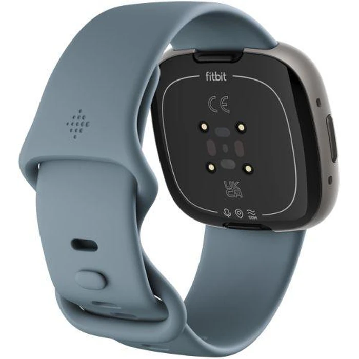 Fitbit Versa 4 Health and Fitness Smartwatch - 40mm - Platinum Aluminum Case with Waterfall Blue Elastomer Classic Band by Fitbit - Image 4