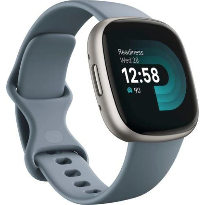 Fitbit Versa 4 Health and Fitness Smartwatch - 40mm - Platinum Aluminum Case with Waterfall Blue Elastomer Classic Band by Fitbit - Image 2