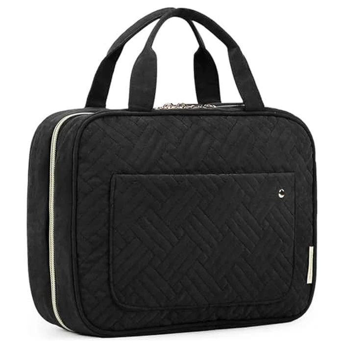BAGSMART Toiletry Bag Travel Bag with Hanging Hook, Water-resistant Makeup Cosmetic Bag Travel Organizer for Accessories, Shampoo, Full-size Container, Toiletries (Black, Medium) by bagsmart - Image 1