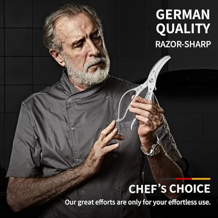 MAD SHARK Heavy Duty Poultry Shears, Kitchen Shears with Non-Slip Handle & Safety Lock, All Purpose Kitchen Scissors for Chicken, Meat Cutting, Turkey, Fish, Vegetables, Spring Loaded, Dishwasher Safe by MAD SHARK - Image 8