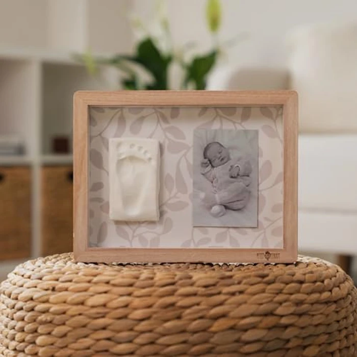 Petit Artichaut Classic Frame with Baby Imprint Kit (Ivy Grey) - Reversible Background, Hypoallergenic Clay, Roller - Wall Hanging Photo Frame for Baby Footprint & Photo Display by Petit Artichaut - Image 1