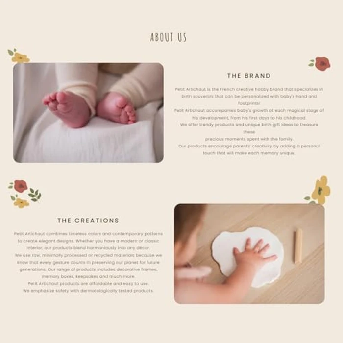 Petit Artichaut Classic Frame with Baby Imprint Kit (Ivy Grey) - Reversible Background, Hypoallergenic Clay, Roller - Wall Hanging Photo Frame for Baby Footprint & Photo Display by Petit Artichaut - Image 9