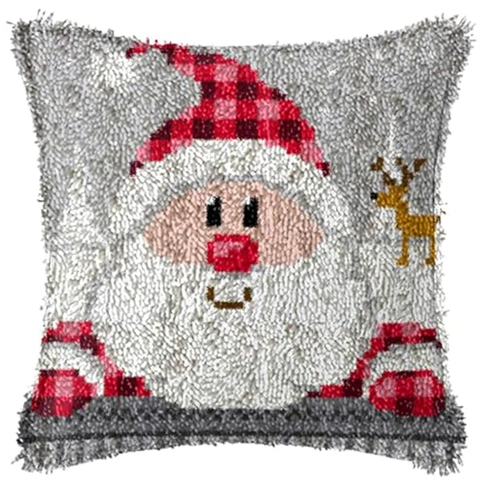 Latch Hook Kit, Christmas Latch Hook Kits for Adults DIY Decorative Pillowcase Embroidery Cross Stitch Arts Craft for Home Sofa Furniture 17X17inch,F by MIAOLLUN - Image 1