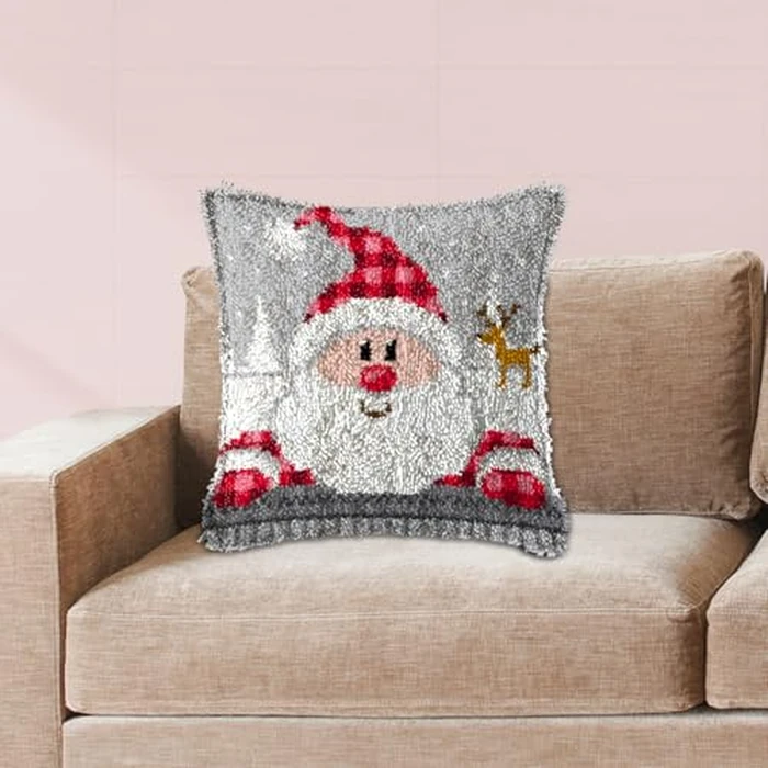 Latch Hook Kit, Christmas Latch Hook Kits for Adults DIY Decorative Pillowcase Embroidery Cross Stitch Arts Craft for Home Sofa Furniture 17X17inch,F by MIAOLLUN - Image 6