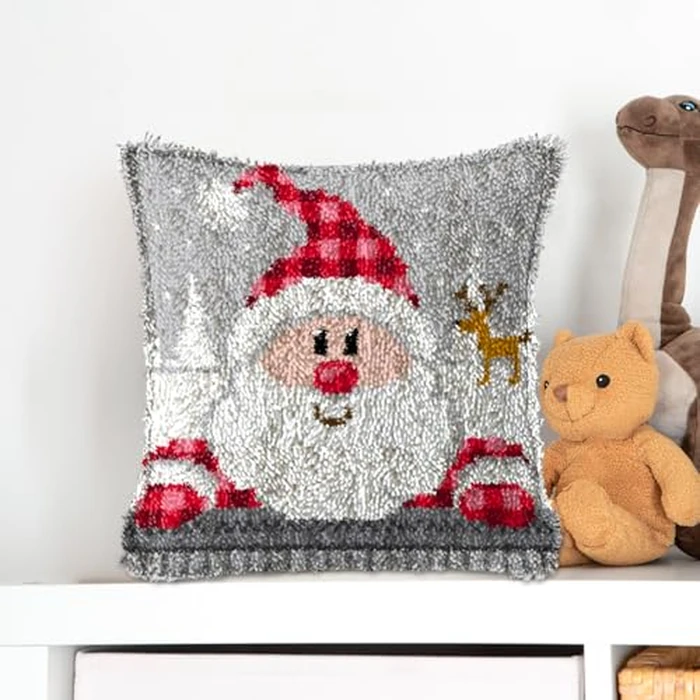 Latch Hook Kit, Christmas Latch Hook Kits for Adults DIY Decorative Pillowcase Embroidery Cross Stitch Arts Craft for Home Sofa Furniture 17X17inch,F by MIAOLLUN - Image 8