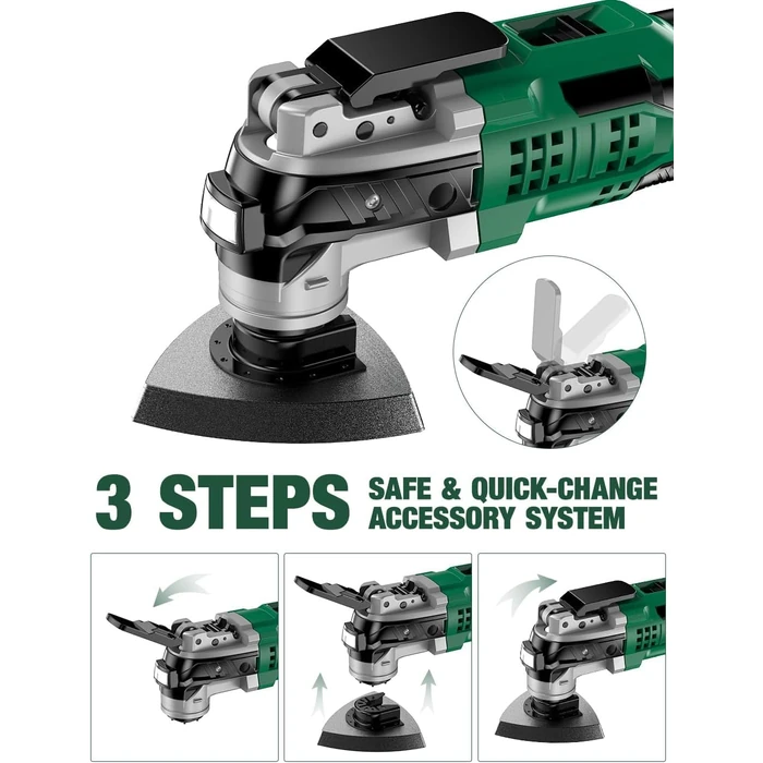 KIMO 20V Cordless Oscillating Tool Kit with 26-Pcs Accessories, Max 21000 OPM, 6 Variable Speed & 3 degrees Oscillating Angle, Battery Powered Oscillating Multi-Tool for Cutting Wood/Nailing/Scraping/Sanding by K I M O. - Image 2