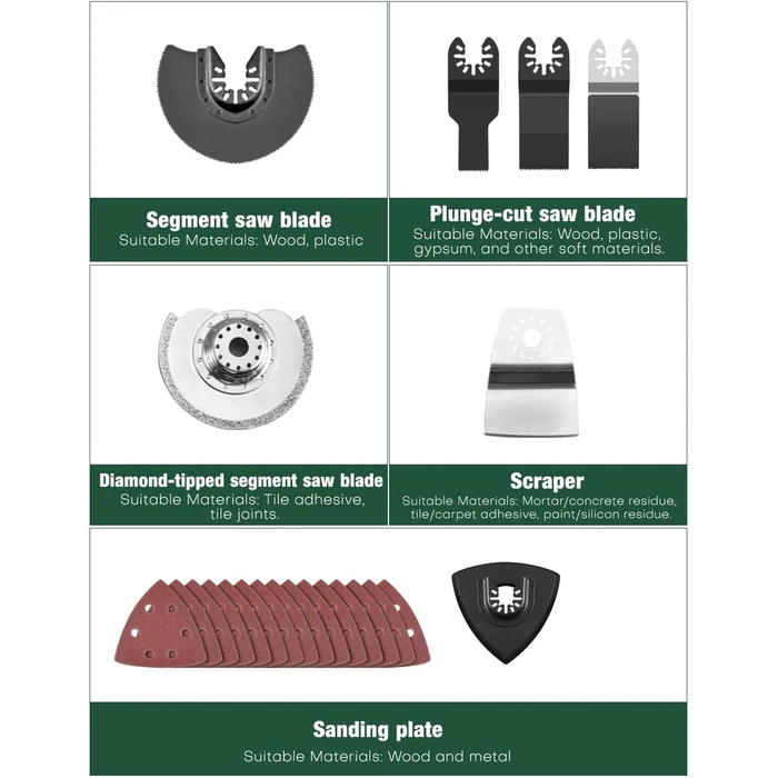 KIMO 20V Cordless Oscillating Tool Kit with 26-Pcs Accessories, Max 21000 OPM, 6 Variable Speed & 3 degrees Oscillating Angle, Battery Powered Oscillating Multi-Tool for Cutting Wood/Nailing/Scraping/Sanding by K I M O. - Image 3