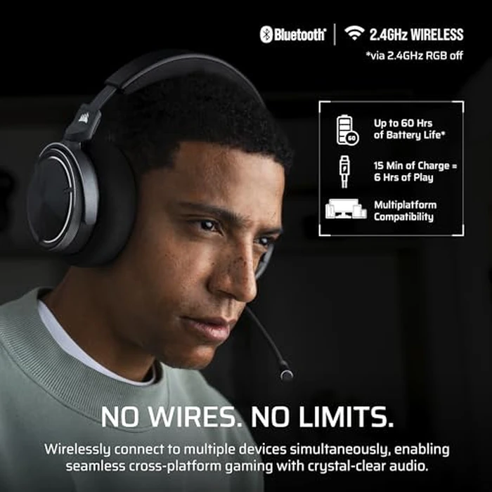 CORSAIR Virtuoso MAX Wireless Officially Licensed Xbox Series X S Gaming Headset - Dolby Atmos, Active Noise Cancelling, 2.4GHz Wireless & Bluetooth, Game/Chat Audio Controls, PC - Carbon by Corsair - Image 4