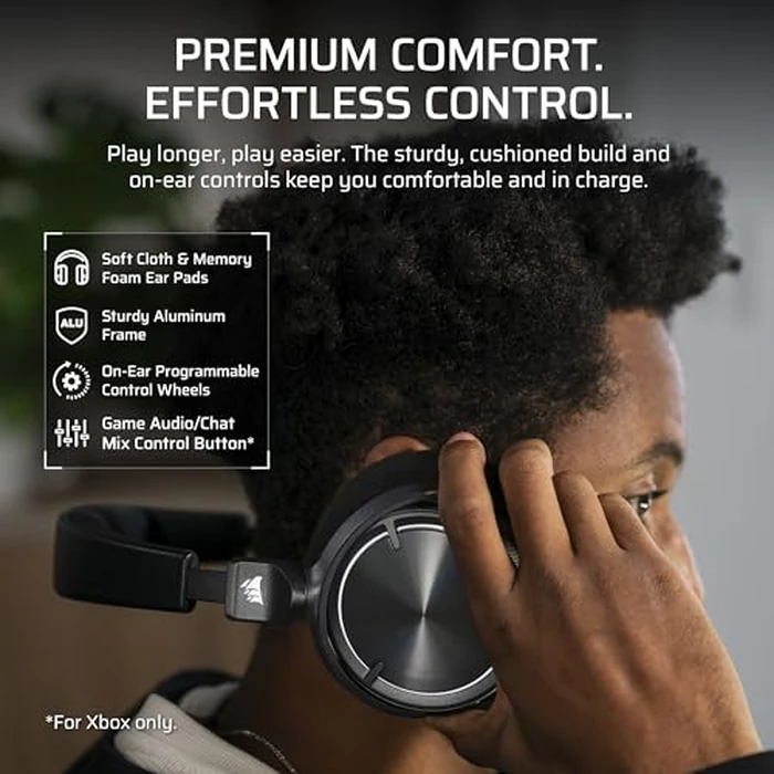 CORSAIR Virtuoso MAX Wireless Officially Licensed Xbox Series X S Gaming Headset - Dolby Atmos, Active Noise Cancelling, 2.4GHz Wireless & Bluetooth, Game/Chat Audio Controls, PC - Carbon by Corsair - Image 6