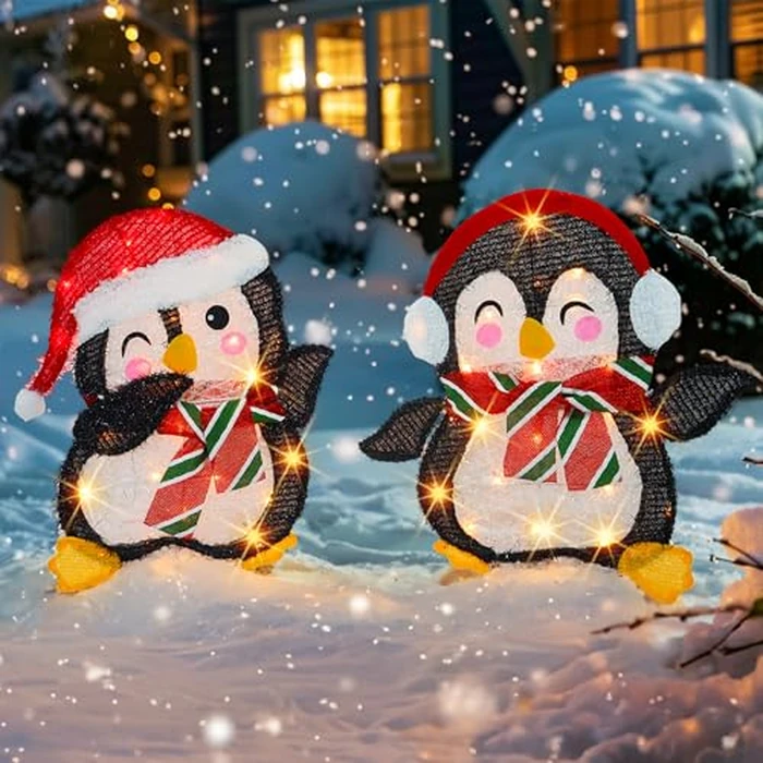 Dazzle Bright Christmas Decorations Outdoor, Set of 2 Lighted Penguins with 50 Lights, Light Up Xmas Decor for Indoor Outdoor Festive Holiday Garden Yard Lawn Patio by Dazzle Bright - Image 2