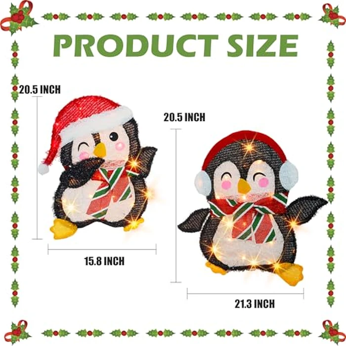 Dazzle Bright Christmas Decorations Outdoor, Set of 2 Lighted Penguins with 50 Lights, Light Up Xmas Decor for Indoor Outdoor Festive Holiday Garden Yard Lawn Patio by Dazzle Bright - Image 3