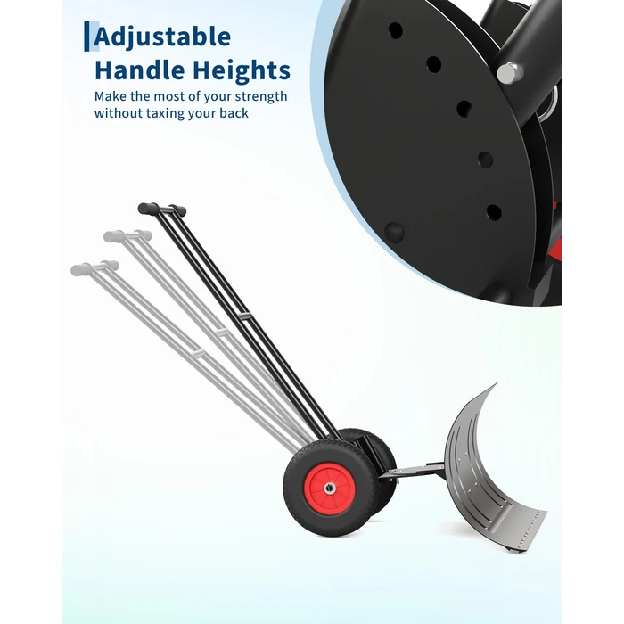 Heavy Duty Wheeled Snow Shovel Pusher - 40" W x 18" H Steel Blade with Adjustable Angle & Height, Double Pole Design for Effortless Driveway & Sidewalk Clearing - Back Saver Snow Plow w/Wheels by PeakPursuit - Image 4