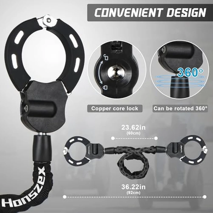 Honszex Scooter Lock, Bike Locks High Security with Key, 36.22inch Heavy Duty Bike Lock Chain, Accessories for Electric Scooter, E-Bikes by Honszex - Image 6