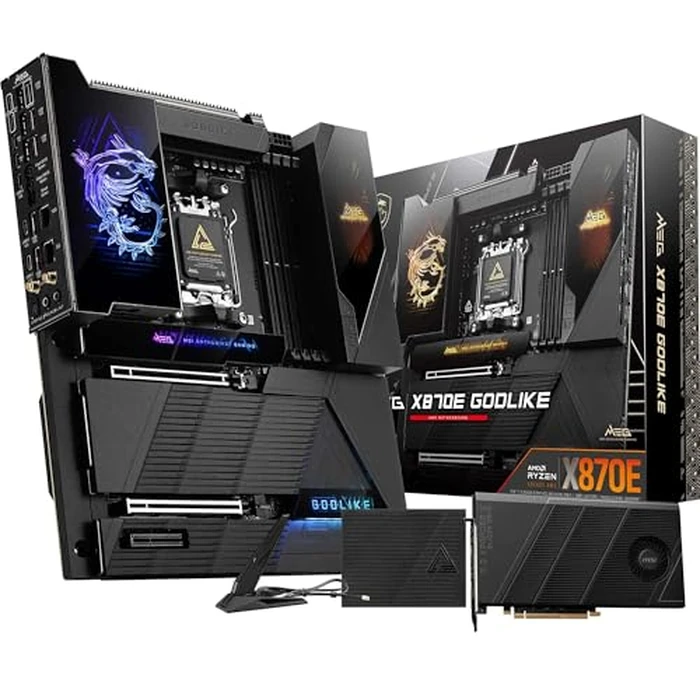 MSI Meg X870E GODLIKE, E-ATX - Compatible with AMD Ryzen 9000/8000/7000 Processors, AM5 - Dynamic Dashboard III, EZ Slide M.2, 110A SPS, DDR5 Memory (9000+ MT/s OC), M.2 and PCIe 5.0, USB4, Wi-Fi 7, by MSI - Image 1