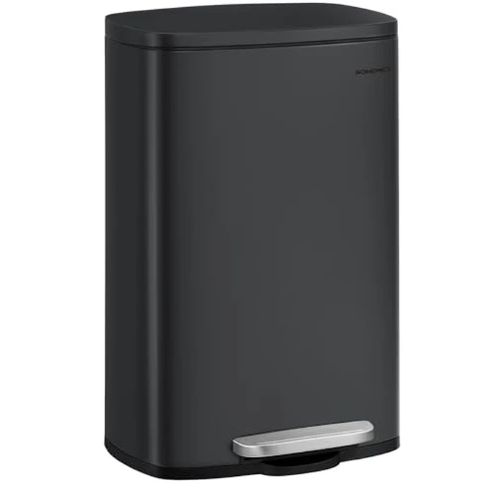 SONGMICS 13 Gallon Trash Can, Stainless Steel Kitchen Garbage Can, Recycling or Waste Bin, Soft Close, Step-On Pedal, Removable Inner Bucket, Black ULTB050B01 by SONGMICS - Used - Very Good condition - CA$92.06