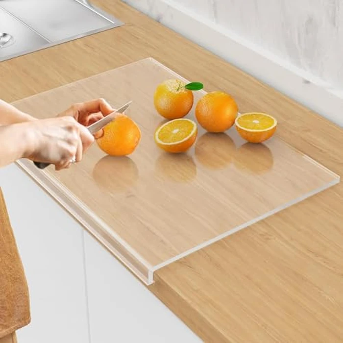 SKTMH Acrylic Cutting Board with Counter Lip Clear Cutting Board for Kitchen Non Slip Cutting Boards for Countertop Transparent Acrylic Cutting Boards Kitchen Essential Gadgets & Decor, 15.7*11.8 Inch by SKTMH - Used - Like New condition - CA$18.69
