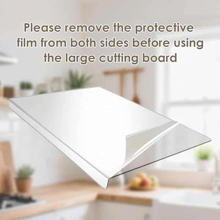 SKTMH Acrylic Cutting Board with Counter Lip Clear Cutting Board for Kitchen Non Slip Cutting Boards for Countertop Transparent Acrylic Cutting Boards Kitchen Essential Gadgets & Decor, 15.7*11.8 Inch by SKTMH - Image 3