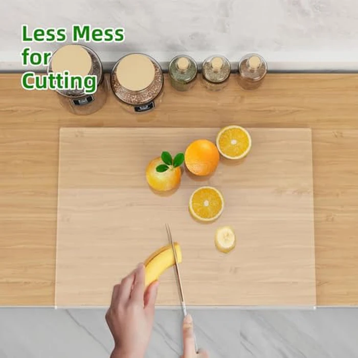 SKTMH Acrylic Cutting Board with Counter Lip Clear Cutting Board for Kitchen Non Slip Cutting Boards for Countertop Transparent Acrylic Cutting Boards Kitchen Essential Gadgets & Decor, 15.7*11.8 Inch by SKTMH - Image 5