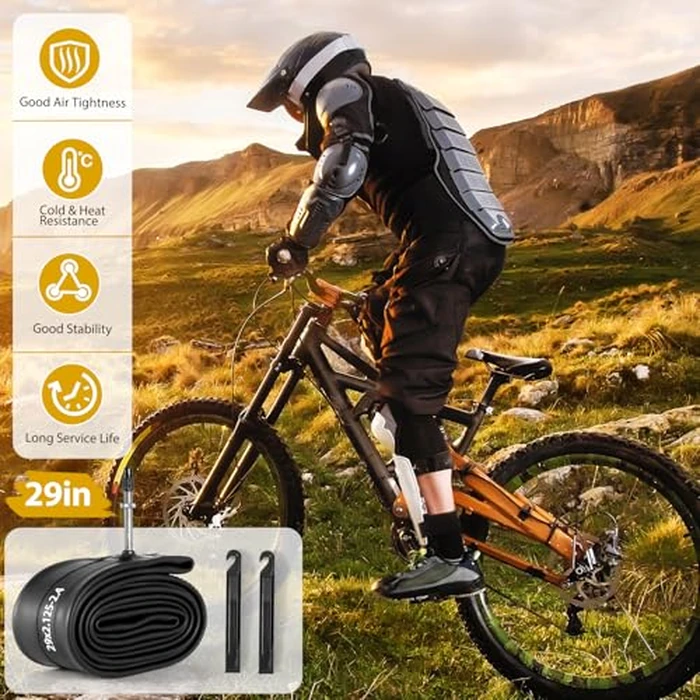 2 Pack 29 Inch Bike Tube FV48mm Presta Valve, 29" Bicycle Tube for 29 x 2.125/2.2/2.25/2.3/2.35/2.4 Bike Tire, Butyl Rubber Inner Tube with 2 Tire Levers for Mountain MTB Bike by Gesinikad - Image 2