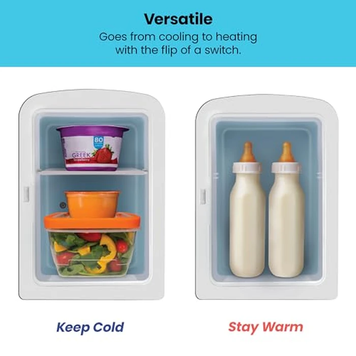 Chefman - Iceman Portable Mirrored Personal Fridge 4L Mini Refrigerator, Skin Care, Makeup Storage, Beauty, Serums & Face Masks, Small For Desktop Or Travel, Cool & Heat, Cosmetic Application, White by Chefman - Image 3