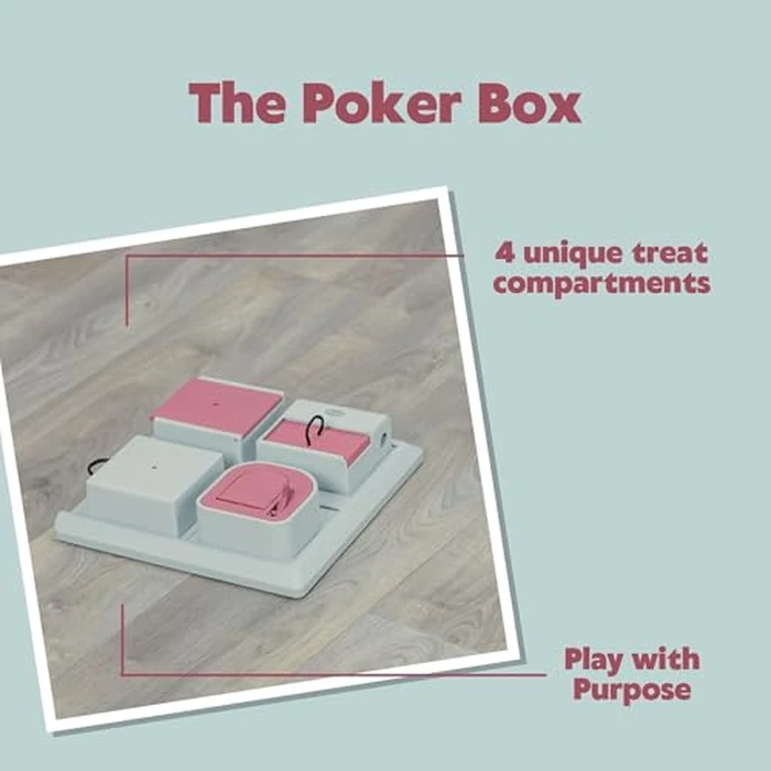 TRIXIE Cat Activity Poker Box Strategy Game - Interactive Puzzle Toy with 4 Modules - Treat Puzzle Feeder for Mental Stimulation & Slow Feeding - Pink/Gray, 12.2 x 12.2 x 2.5 in by TRIXIE - Image 4