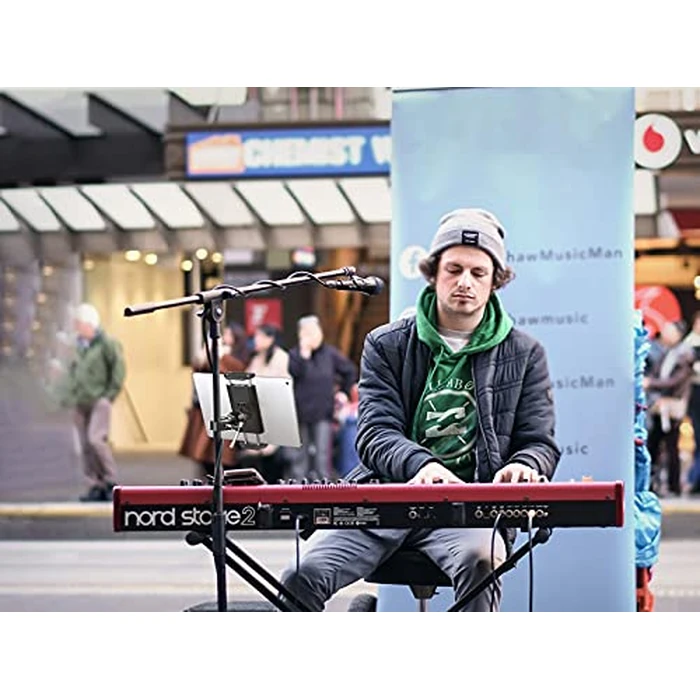 elitehood Metal iPad Holder for Mic Stand, 360 degrees Adjustable Mic Stand Tablet Holder, Aluminum iPad Mount for Music Microphone Stand, Compatible with 4.7-13" Tablets and Cell Phones by elitehood - Image 4