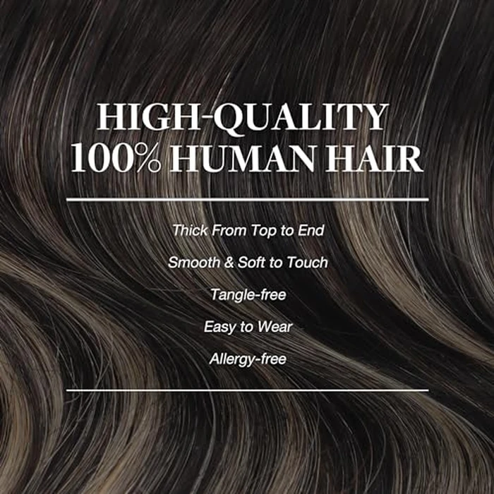 GOO GOO Clip in Hair Extensions Human Hair, 22inch 120g 7Pcs, #1B/19/1B Balayage Natural Black to Light Blonde, Hair extensions for women, Human Hair Extensions Clip in by GOO GOO - Image 4