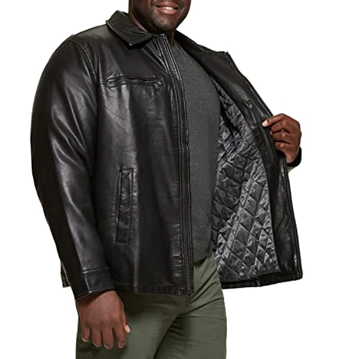 Dockers Men's James Faux Leather Jacket - Classic Motorcycle Zip-up Jacket, Black W. Chest Zip, 5X by DOCKERS - Image 3