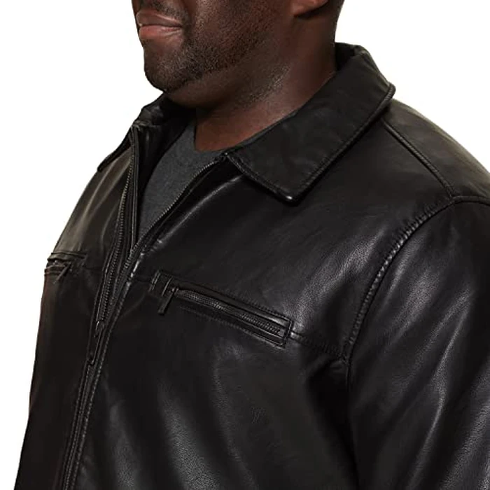 Dockers Men's James Faux Leather Jacket - Classic Motorcycle Zip-up Jacket, Black W. Chest Zip, 5X by DOCKERS - Image 5