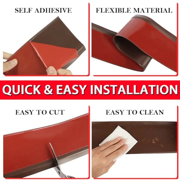 Vinyl Wall Base Baseboard Molding Trim 6" Flexible Self Adhesive Rubber Wall Base Moulding Trim Peel and Stick Design, 6 Inch x 100 Feet, Brown by FONUNO - Image 2